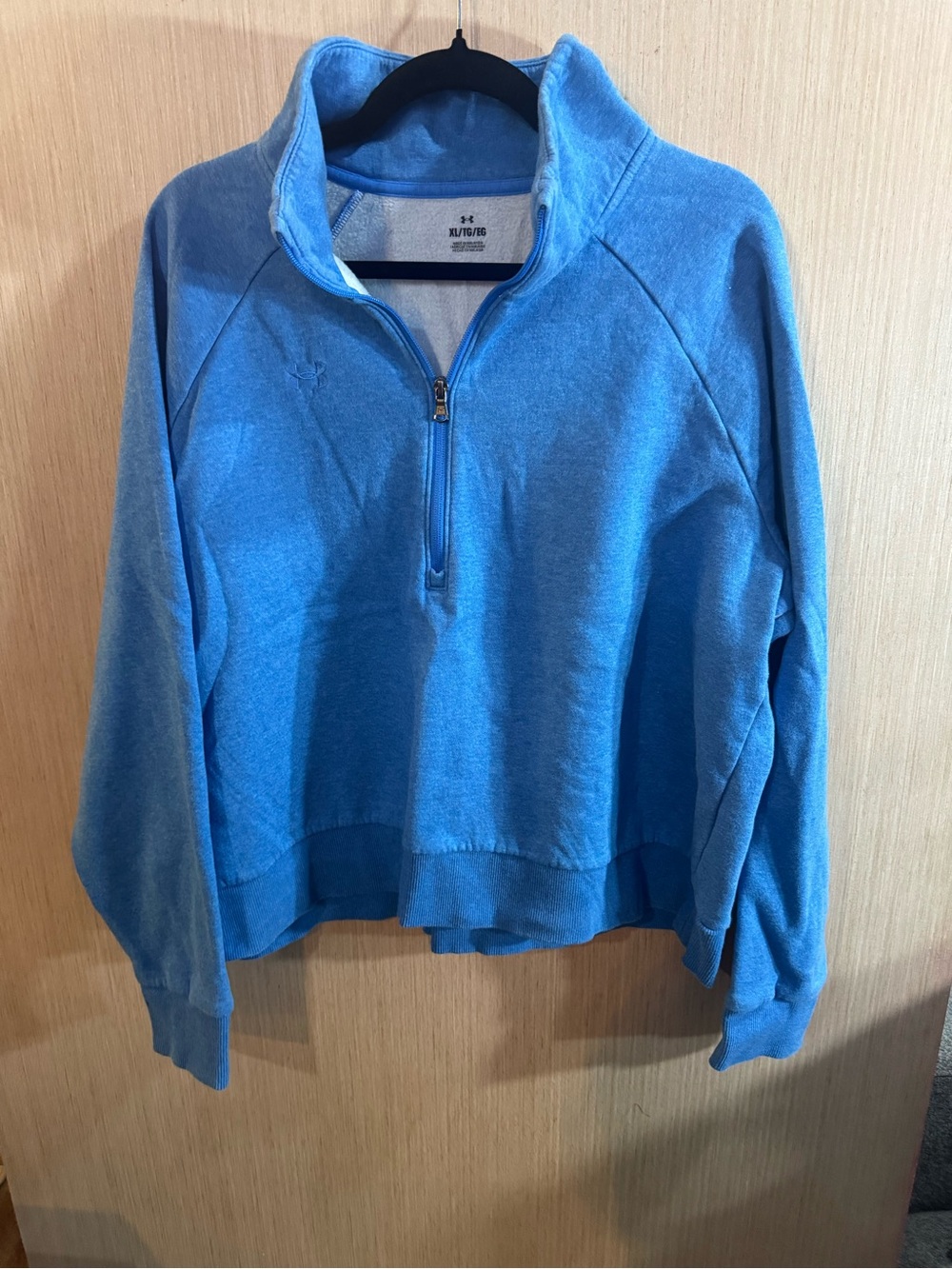 Women’s Under Armour Cropped Light Blue Quarter-Zip Pullover Sweatshirt Size XL